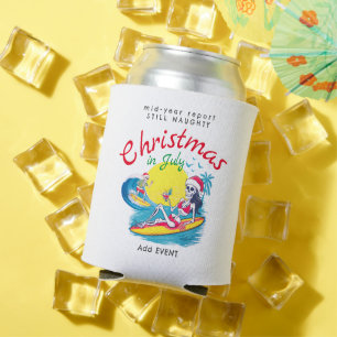 Porta-lata Skeleton Christmas em julho Beach Surf Naughn