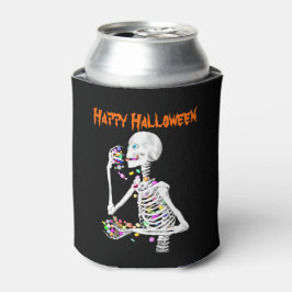 Porta-lata Skeleton comendo balas de Halloween