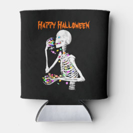 Porta-lata Skeleton comendo balas de Halloween