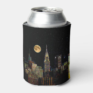 Porta-lata Skyline de New York na noite com Lua cheia
