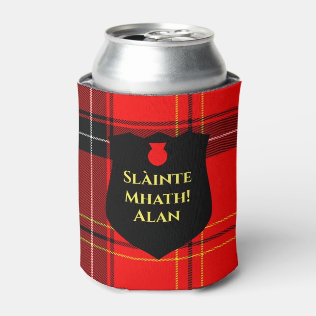 Porta-lata Slàinte Mhath Scottish Cheers Red Tartan (Can Front)