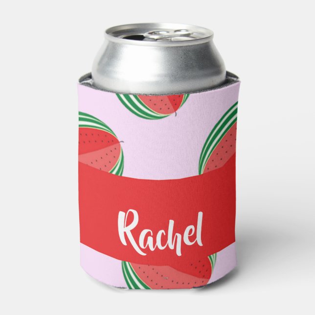 Porta-lata Sliced watermelon pattern on pink (Can Front)
