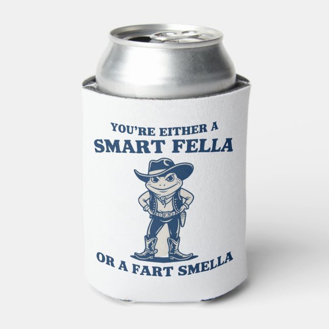 Porta-lata Smart Fella or Fart Smella Retro Frog Meme Funny (Can Front)