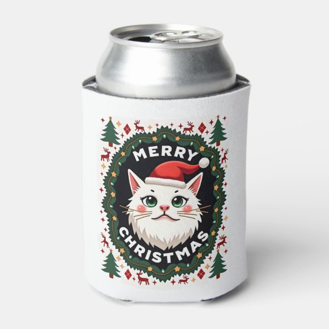 Porta-lata Smudge Cat Ugly Christmas Sweater  (1) (Can Front)