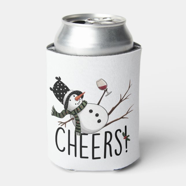 Porta-lata Snowman Wine Christmas Funny Drinking Wine Santa  (Can Front)