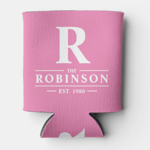 Porta-lata Sobrenome & Inicial Rosa