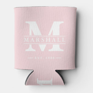 Porta-lata Sobreposição de Monograma e Nome Pink Whisper