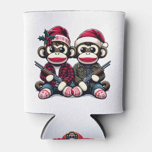 Porta-lata SockMonkey Hunter Brothers No Natal (Frente)