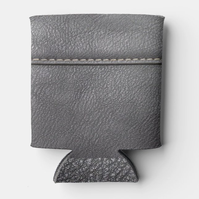 Porta-lata Sofisticação com legendas: luxo de couro preto (Frente)