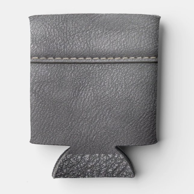 Porta-lata Sofisticação com legendas: luxo de couro preto (Frente)