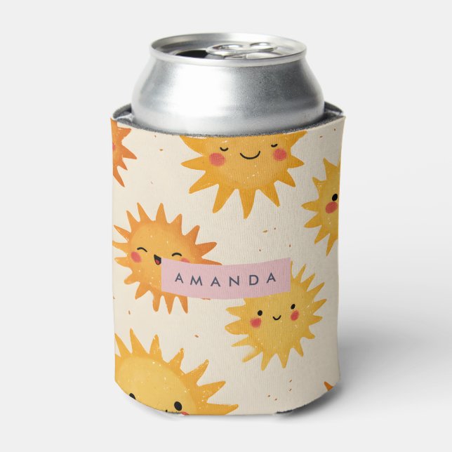 Porta-lata Sol Sorridente e Feliz, Simpático E Personalizado (Can Front)