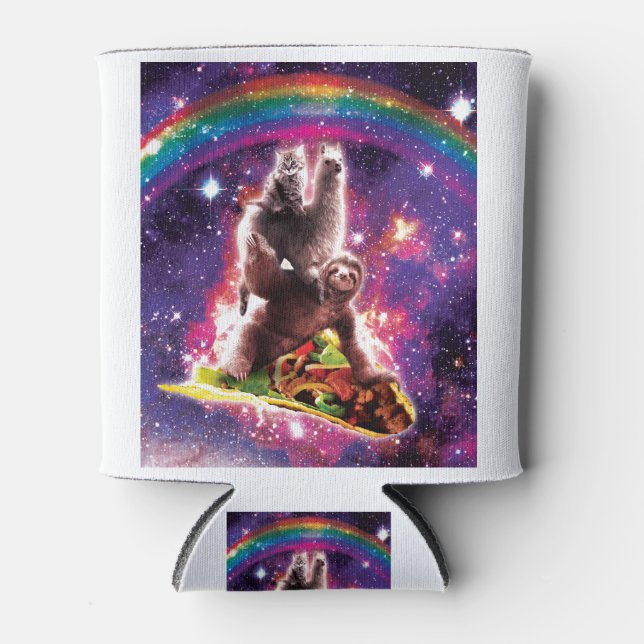 Porta-lata Space Cat Llama Sloth Riding Taco (Frente)