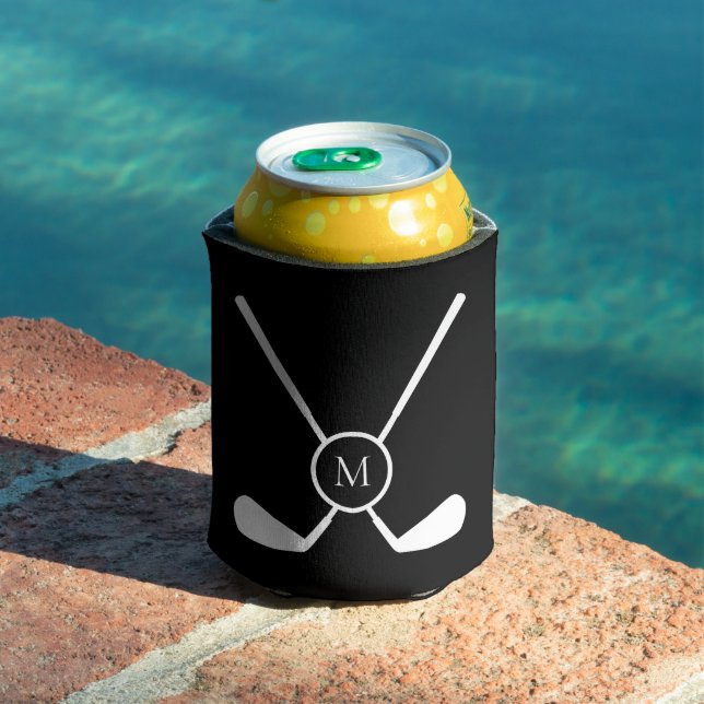Porta-lata Sporty Golf Clubs Illustration Custom Monogram (Piscina in situ)
