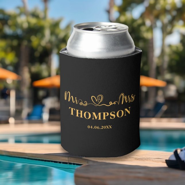 Porta-lata Sr. e Sra. Elegant Simple | Dourado negro (Criador carregado)