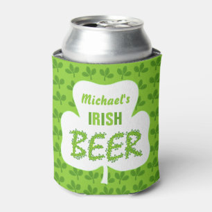 Porta-lata St Patricks Irish Beer Personalizado Shamrock Gree