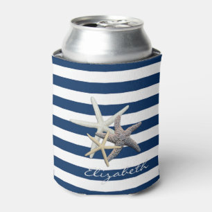 Porta-lata Starfish Adorável, Marinho Azul, Stripes Personali