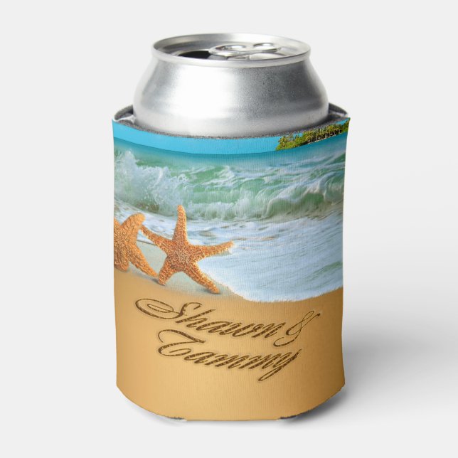 Porta-lata Starfish Casal QUE SEUS NOMES SEJAM COLOCADOS (Can Front)