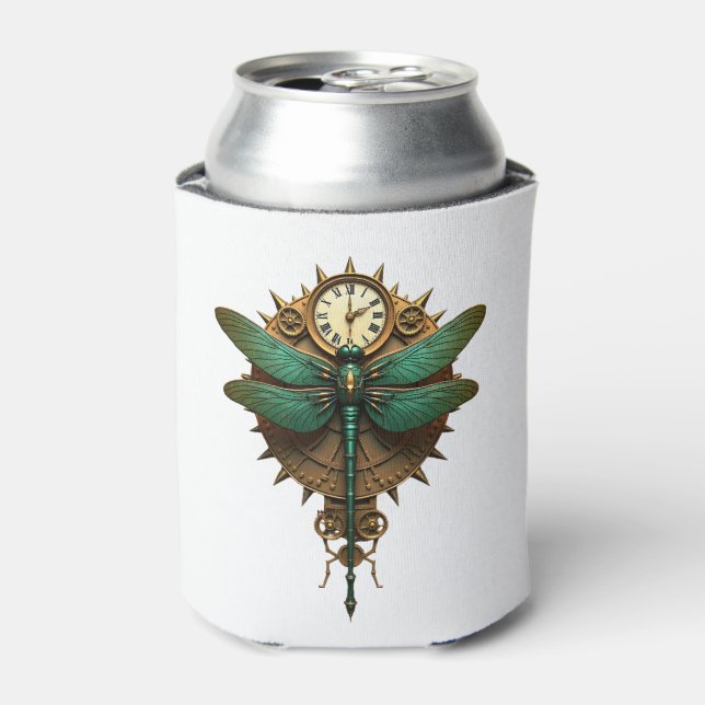 Porta-lata Steampunk Dragonfly Victorian Art Mechanical Steam (Can Front)