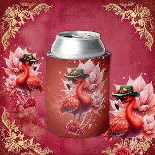 Porta-lata Steampunk Flamingo - Trabalho de arte Digital Fant