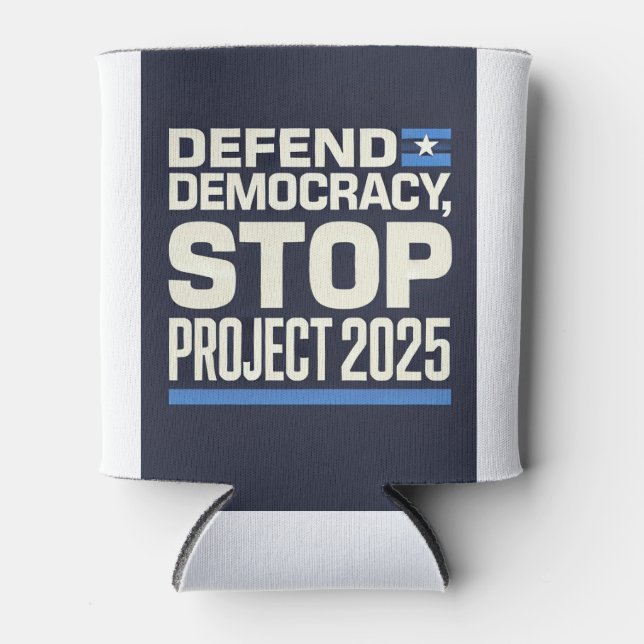 Porta-lata Stop Project 2025 - Defend Democracy - Vote Blue (Frente)