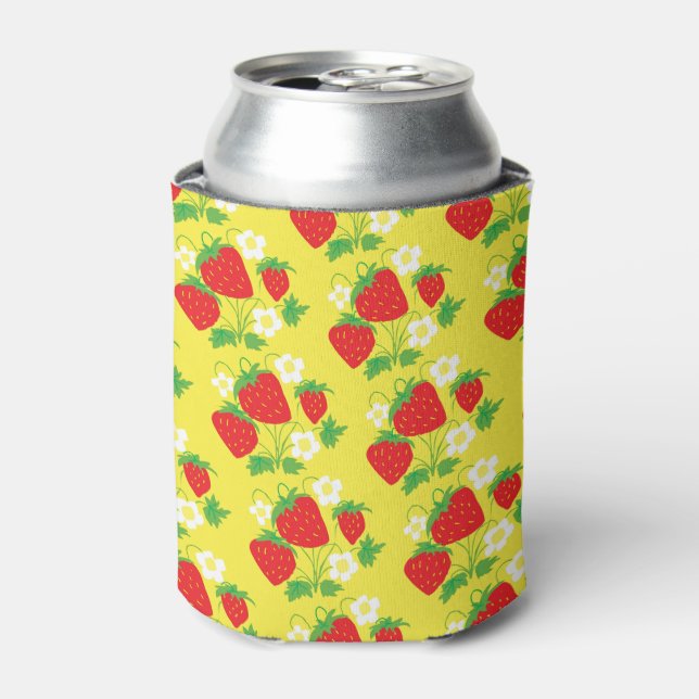 Porta-lata Strawberry and Flower Yellow Pattern (Can Front)