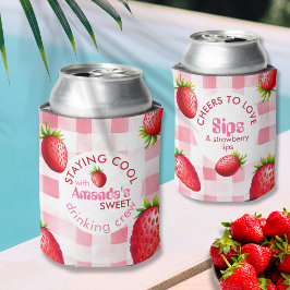Porta-lata Strawberry Gingham Bachelorette Beber Crew Cooler