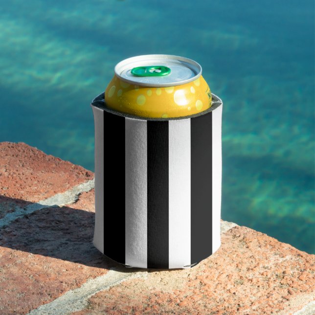 Porta-lata Stripes Negras e Brancas, Padrões Strike, Linhas (Piscina in situ)