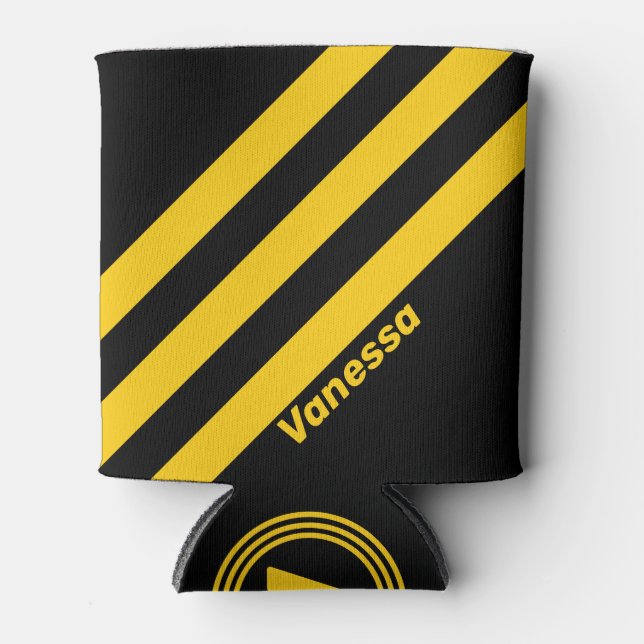 Porta-lata Stripes Nostálgicas de Abelhas de Segurança com No (Frente)