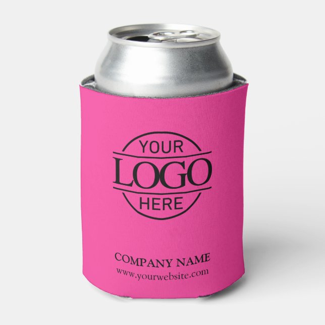 Porta-lata Stylish Bight Pink Corporate Company Business Logo (Can Front)