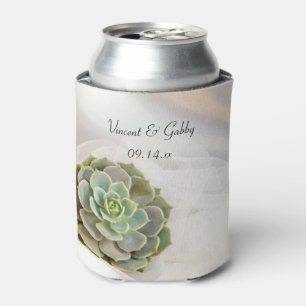 Porta-lata Succulent verde no favor branco do casamento