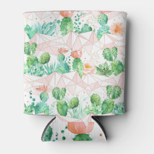 Porta-lata Succults & Cactos: Aquarela Geométrica