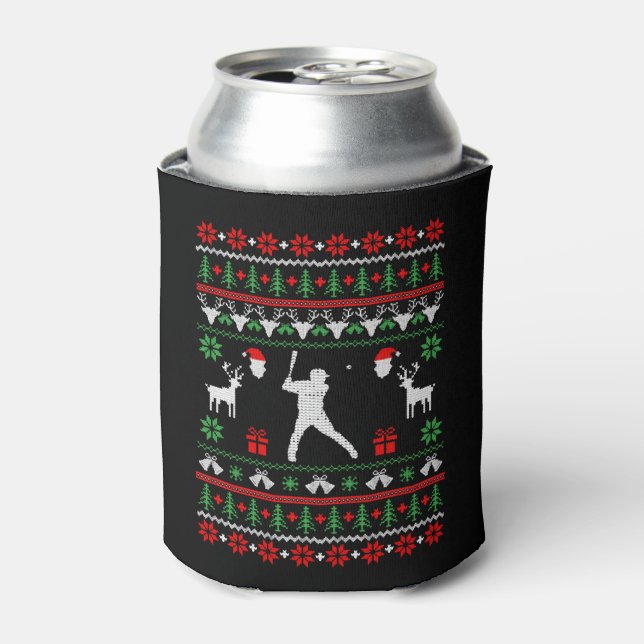 Porta-lata Suéter de Natal Feio de Baseball (Can Front)