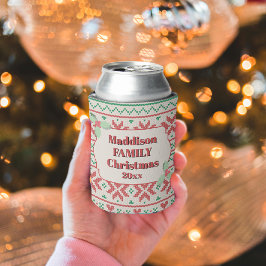 Porta-lata Suéter Feio de Natal Retro em Branco Esmaecido