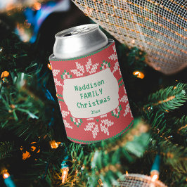 Porta-lata Suéter Feio de Natal Retro Nórdico Vermelho Verde