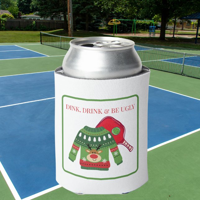 Porta-lata Suéter Feio de Pickleball Dink Drink Be Ugly (Criador carregado)