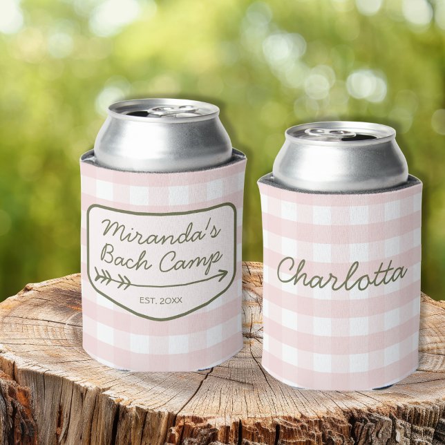 Porta-lata Summer Bach Camp Gingham Green Bachelorette (Summer Bach Camp Gingham Pink Green Bachelorette Can Cooler)