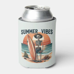 Porta-lata Summer Vibes Skeleton Surfer Sunset Beach Design
