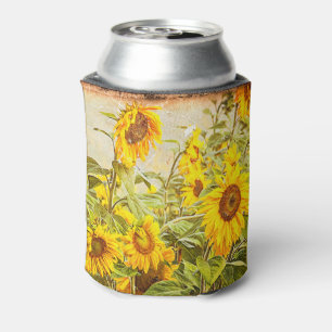 Porta-lata Sunflower Field Vintage Verão Verde Amarelo Russo