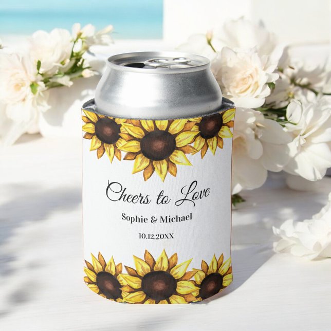 Porta-lata Sunflower Weding Cheers Floral (Criador carregado)