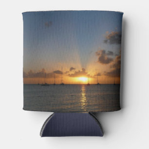Porta-lata Sunset com Imagem de Paisagem Tropical de Barcos d