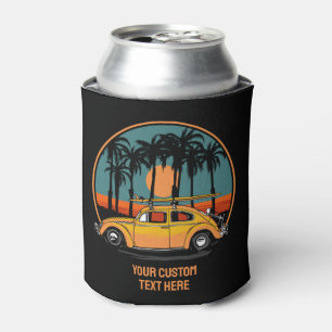 Porta-lata Sunset de Surfer Tropical de Texto Personalizado