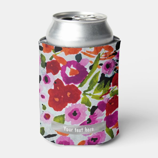 Porta-lata Surto de Flores de Aquarela Cor Negrita (Can Front)