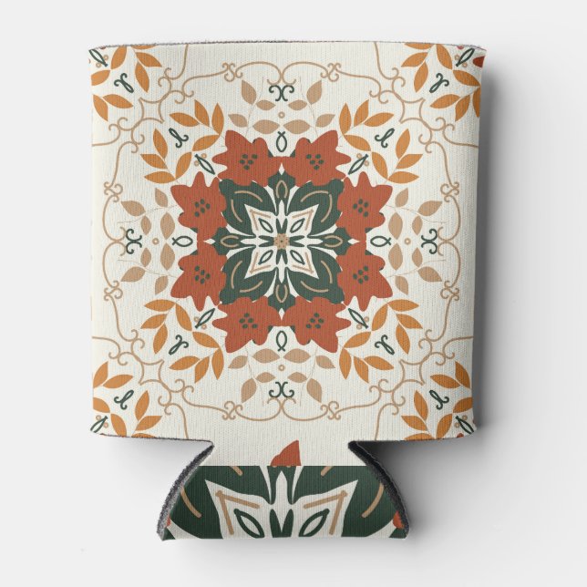 Porta-lata Suspiros de outono: Mistura geométrica Floral (Frente)