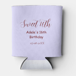 Porta-lata Sweet 16th birthday purple pastel mauve retro name