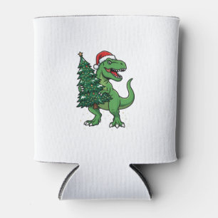 Porta-lata T-Rex de Natal Carregando Árvore de Natal