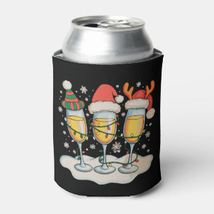 Porta-lata Taças de Champanhe Papai Noel Rena Christmas Natal
