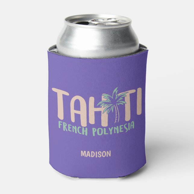 Porta-lata Taiti de nome e cor personalizada (Can Front)