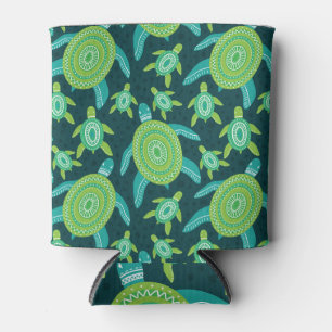 Porta-lata Tartarugas de ornamento verde: padrão de safra.