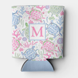 Porta-lata Tartarugas marinhas Aquarelas Monograma Oceano