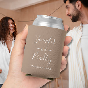 Porta-lata Taupe Personalizado Casamento